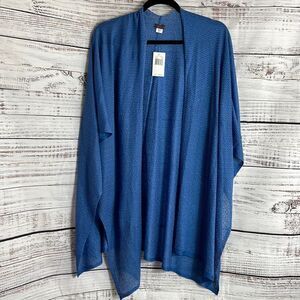 Echo Design Open Cardigan womens One Size light Beach Duster Travel blue NWT